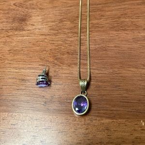 Amethyst cut gem necklace and earrings